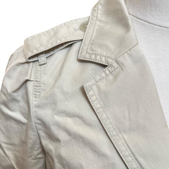 Ann Taylor Safari Style Jacket Khaki‎ Roll Up Sleeves Cargo Pockets Medium  NWT - Picture 6 of 12